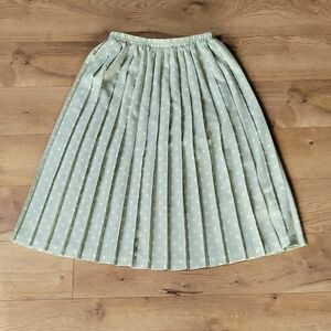 Leslie Fay Mint Green Polka Dot Pleated Midi Skirt